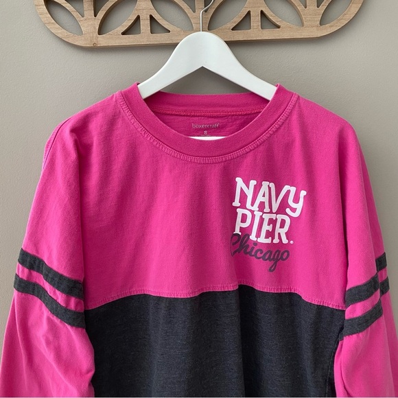 Boxercraft 'Navy Pier Chicago' Jersey Shirt Pink/Gray Sz Small - Picture 2 of 10